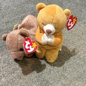 Ty Plush Bear Duo - Golden and Brown